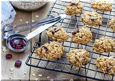 delicious oat cookies with raisins fresh from the oven