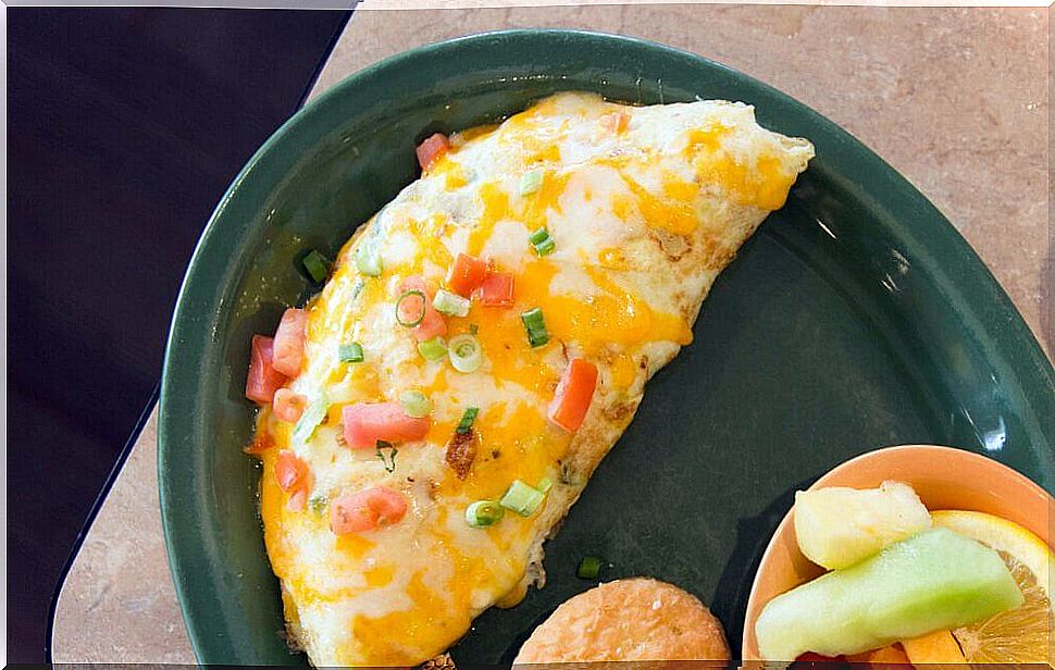 French ham and cheese omelette