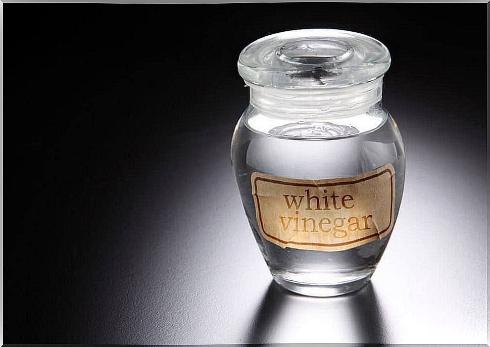 Vessel with white vinegar