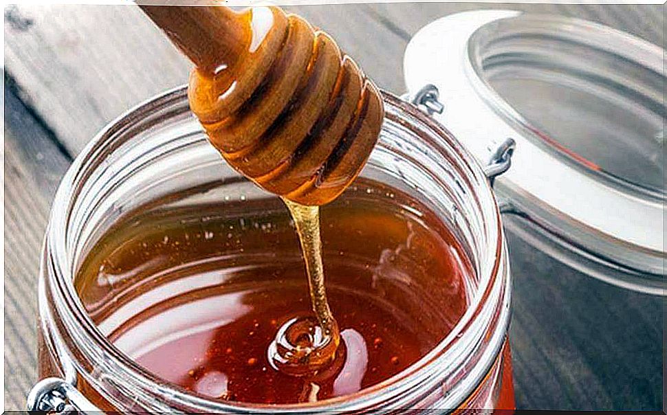 A jar full of honey.