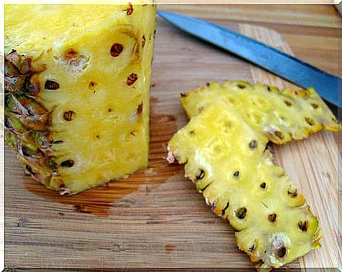 Fresh pineapple with peel