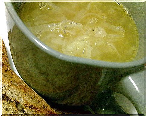 A cup of onion soup