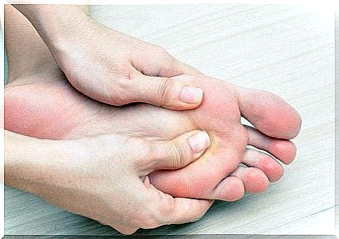 Someone who has swollen feet will massage and rub them.